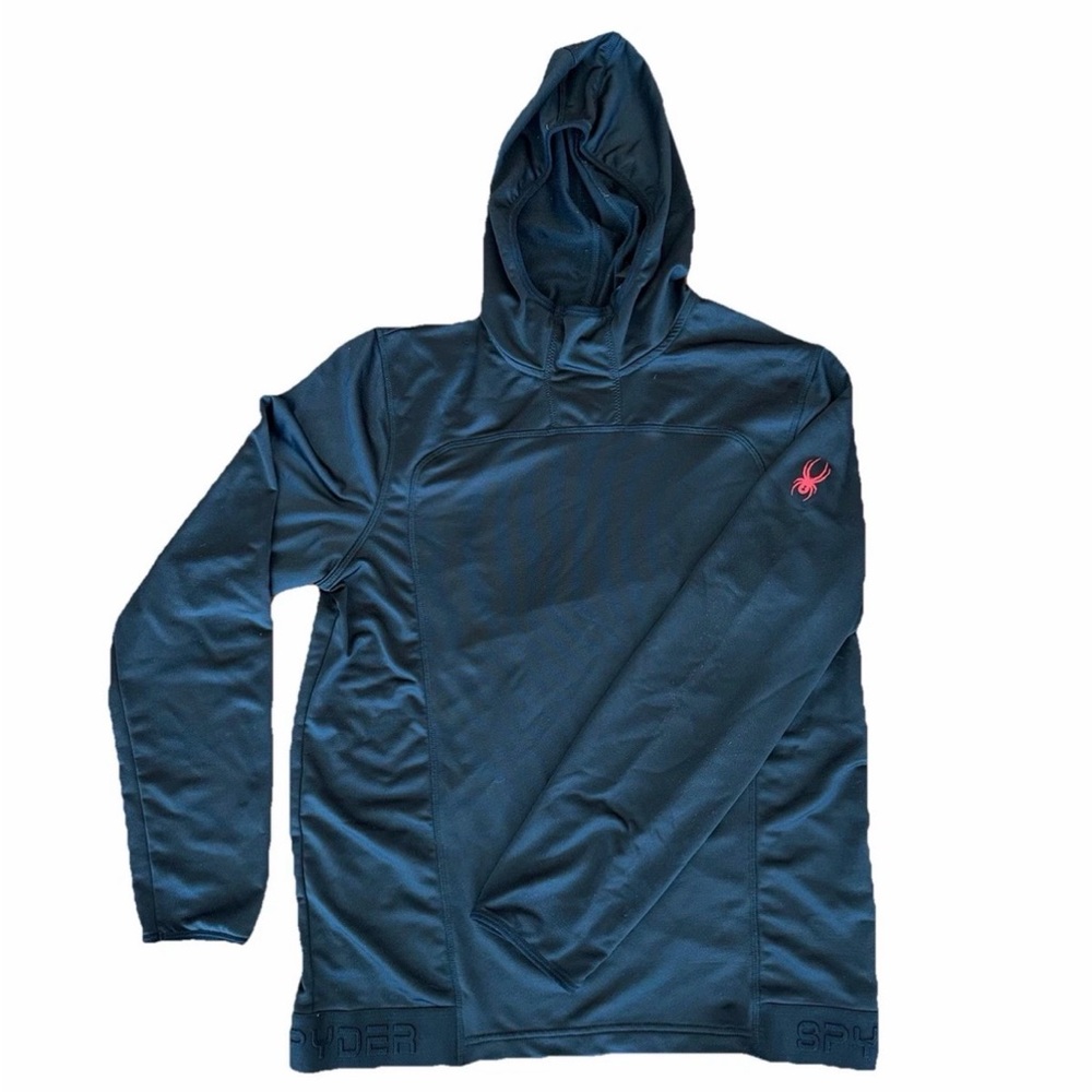 Spyder Active Performance Hoodie Black Large Zip Pocket Logo